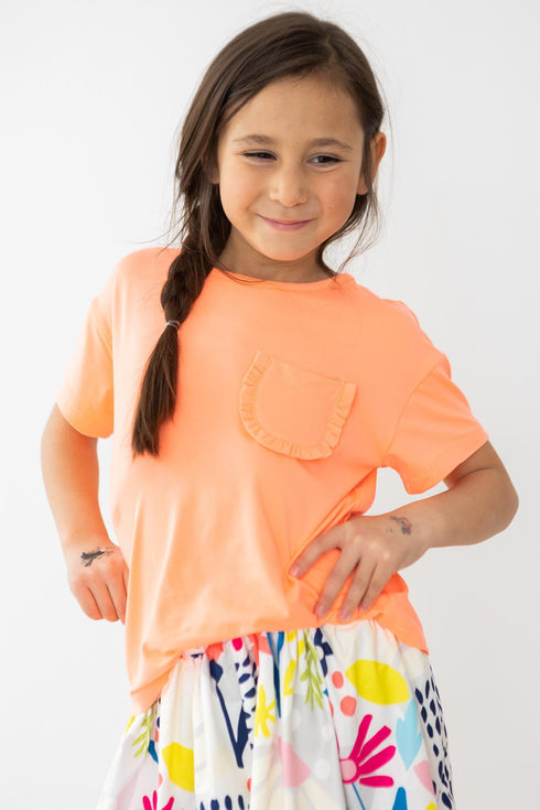 neon-coral-ruffle-pocket-tee Mila &  Rose - Sophia's Style--3T--4